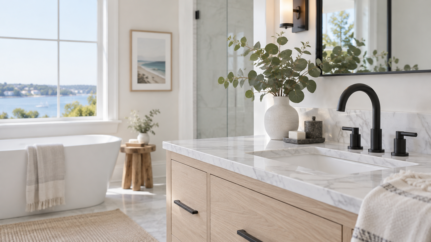 Bright refined residential bathroom