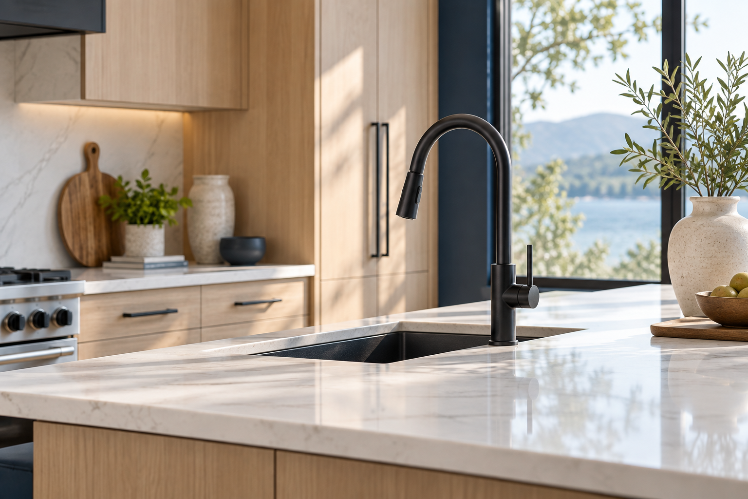 Clean modern kitchen faucet