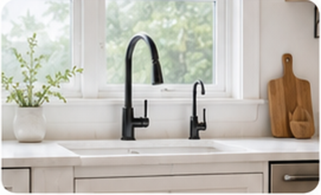 Kitchen sink and black faucet plumbing update